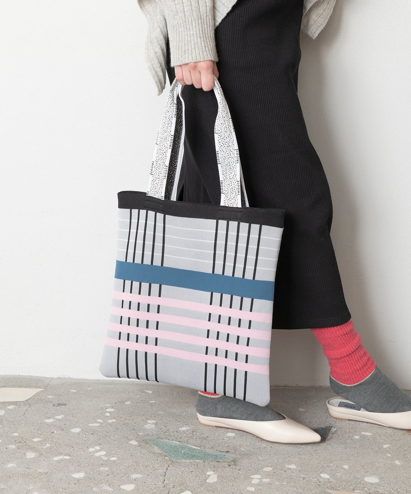 CHECK KNIT TOTE BAG