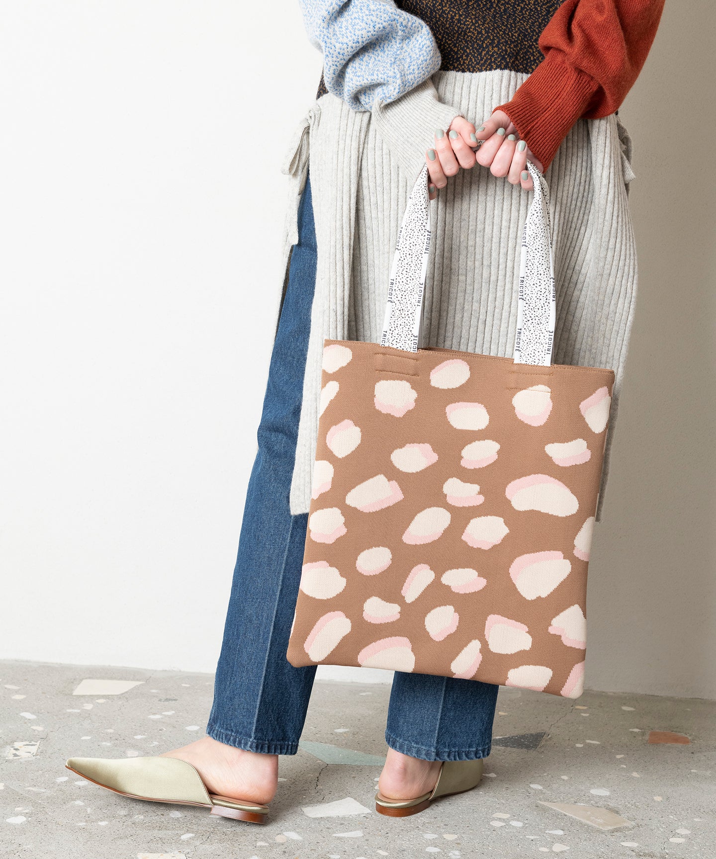 LEOPARD KNIT TOTE BAG